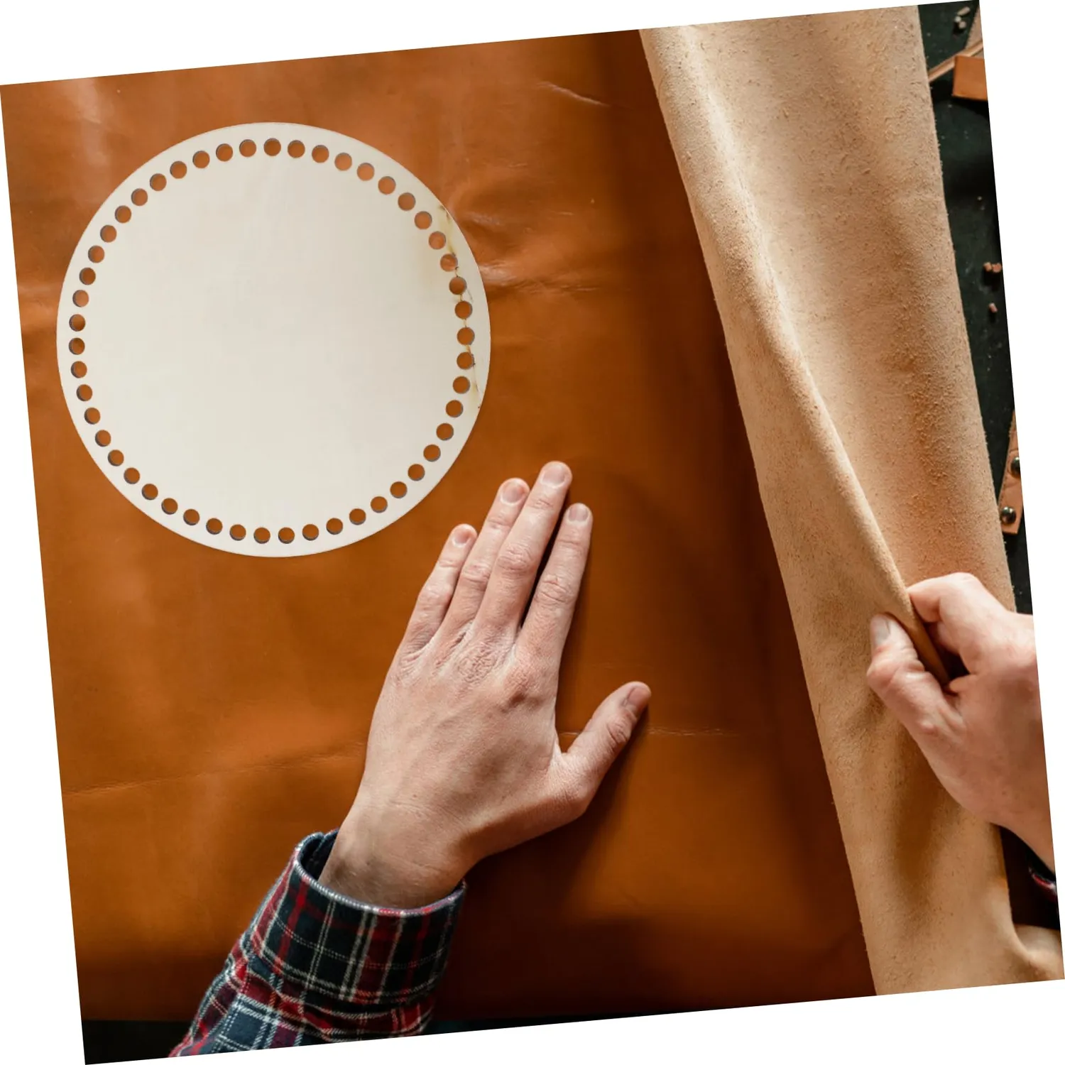 Angoily Fondo Cestino Base Legno Uncinetto 2 Pezzi Beige robusta