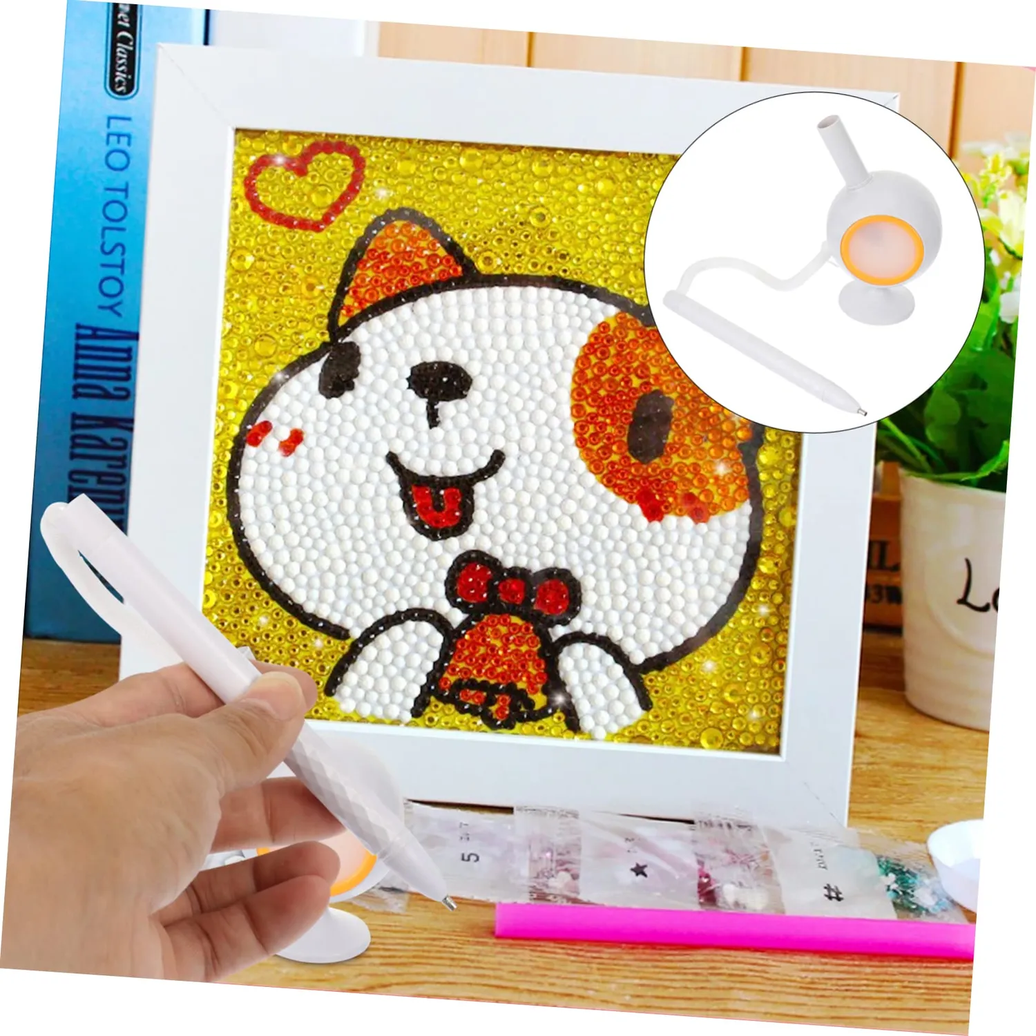 Angoily penna luminosa diamond painting 1 pz con luce strass