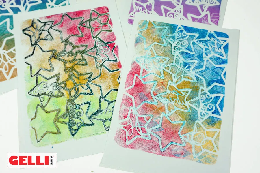 Gelli Arts Holiday Stars stencil natalizio 5x7 Giovanna Zara