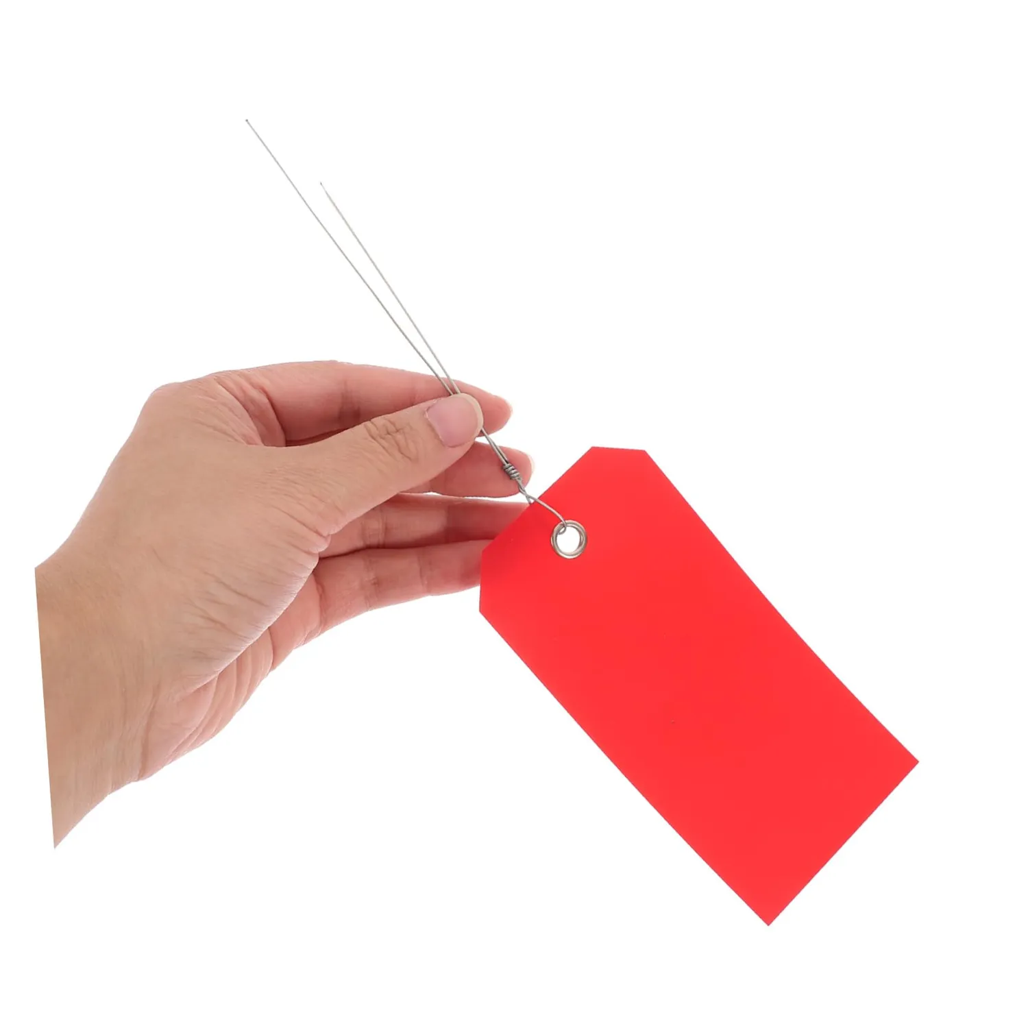 Angoily etichette bagagli plastica rosse 100 pezzi con filo