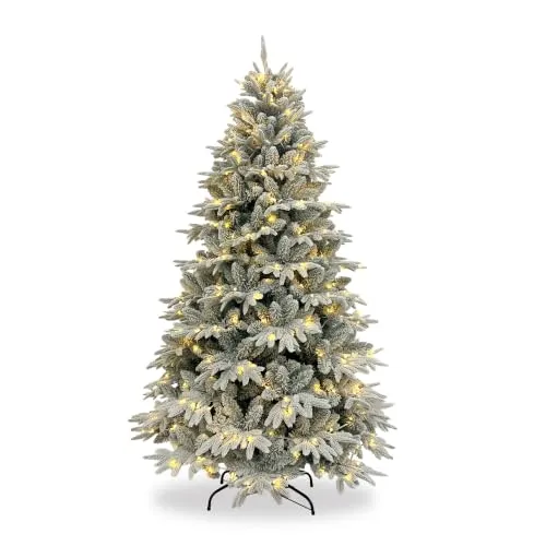 GIODICART Nevira albero di Natale innevato luminoso 210 cm 420 LED