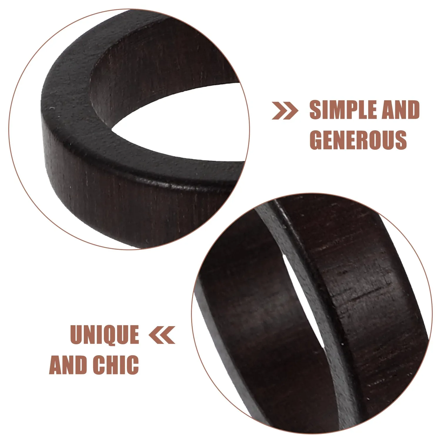 Angoily anello in legno marrone scuro unisex 1 pezzo