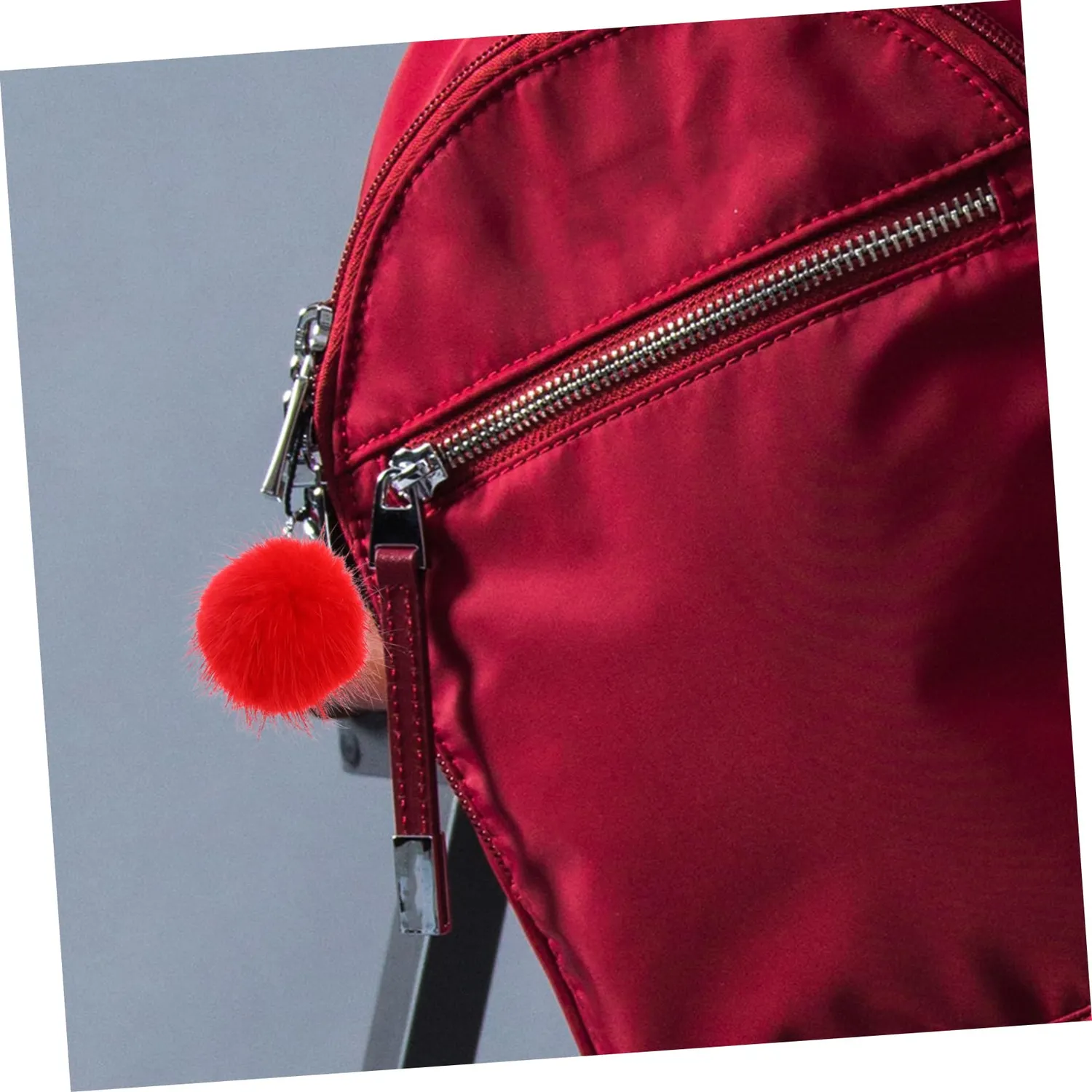 Angoily Pon Pon Pelliccia Rossa 5 cm 2 Pezzi Borsa