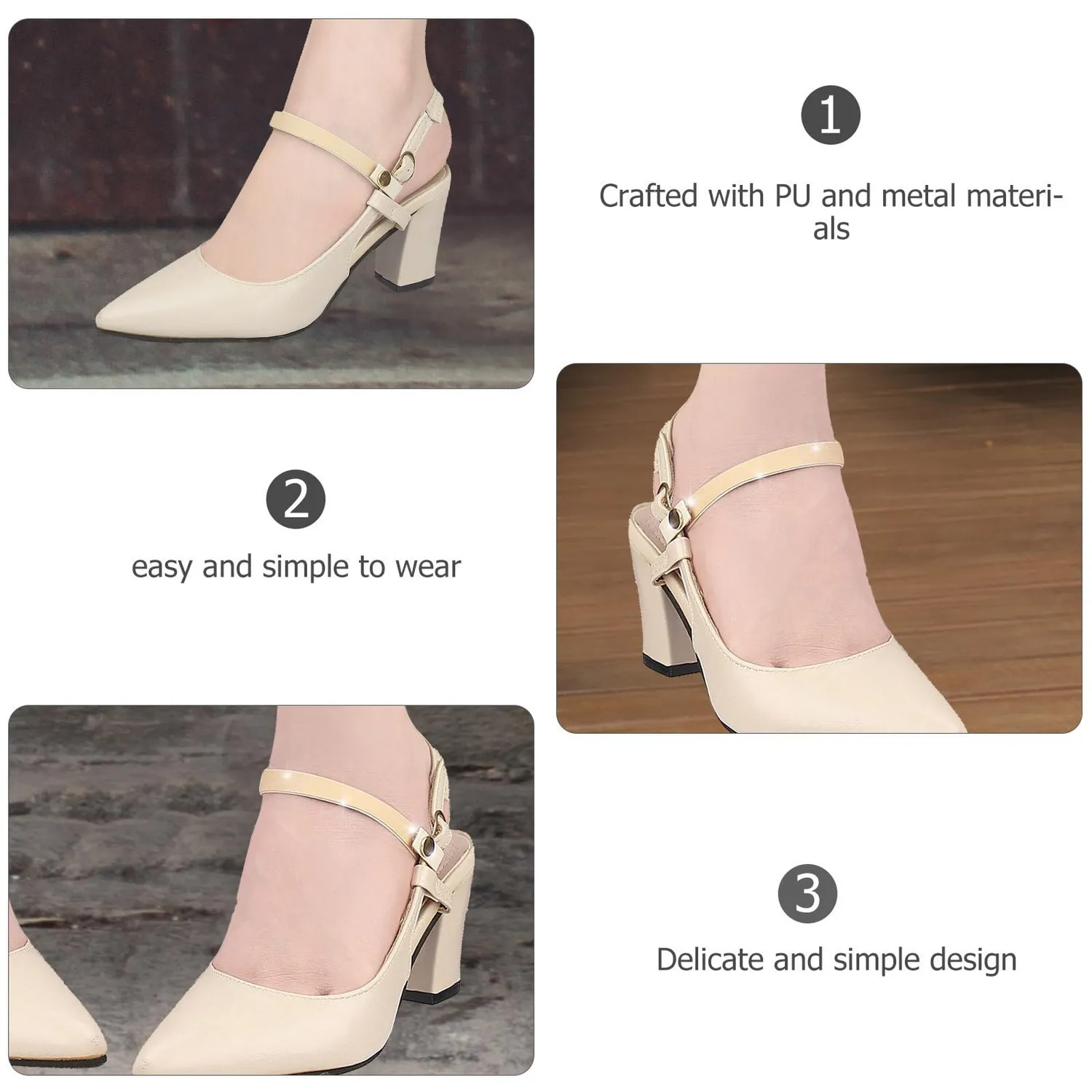 Angoily Cinturino Scarpe Tacchi Beige Regolabile