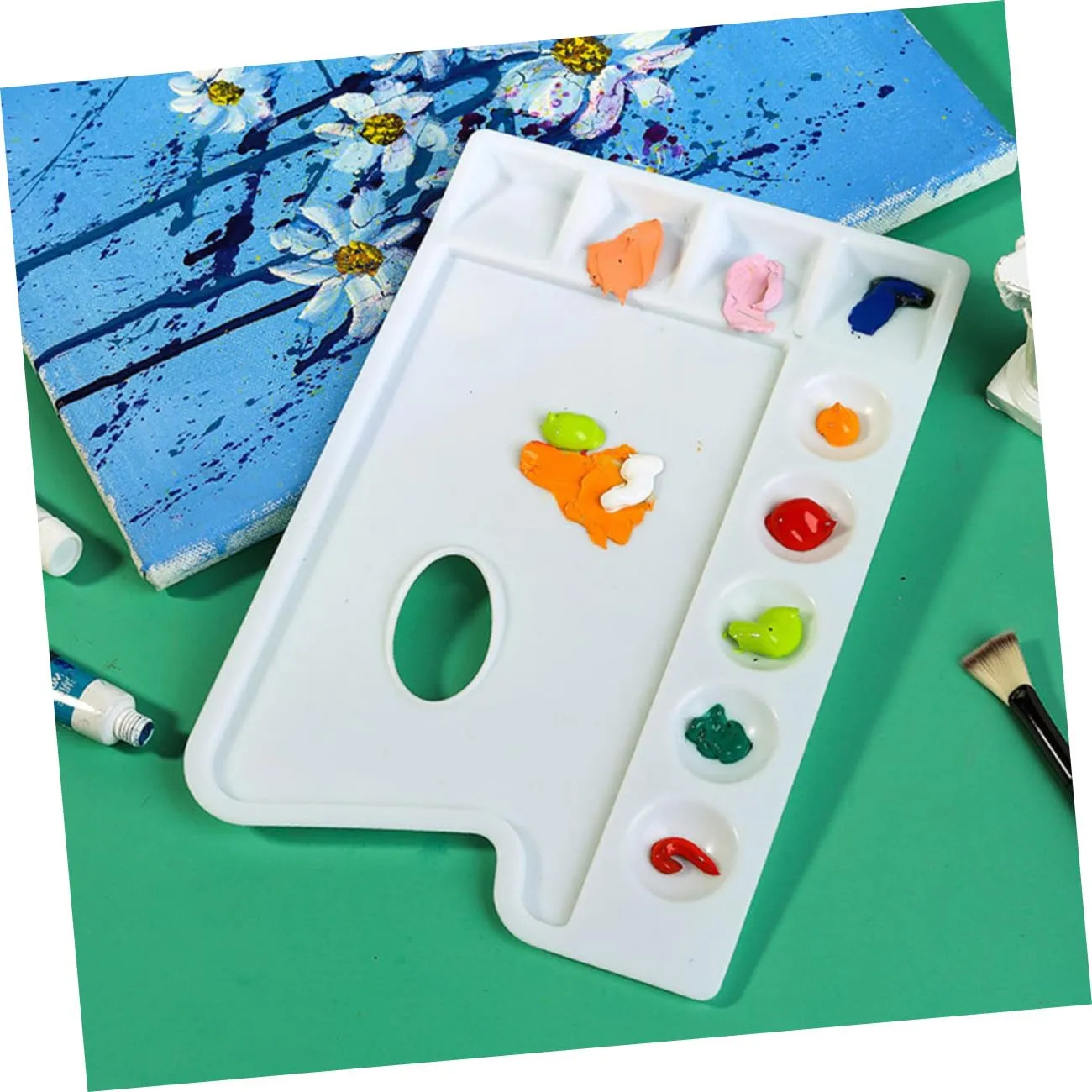 Angoily Tavolozza Pittura 9 Scomparti Plastica 4 Pezzi