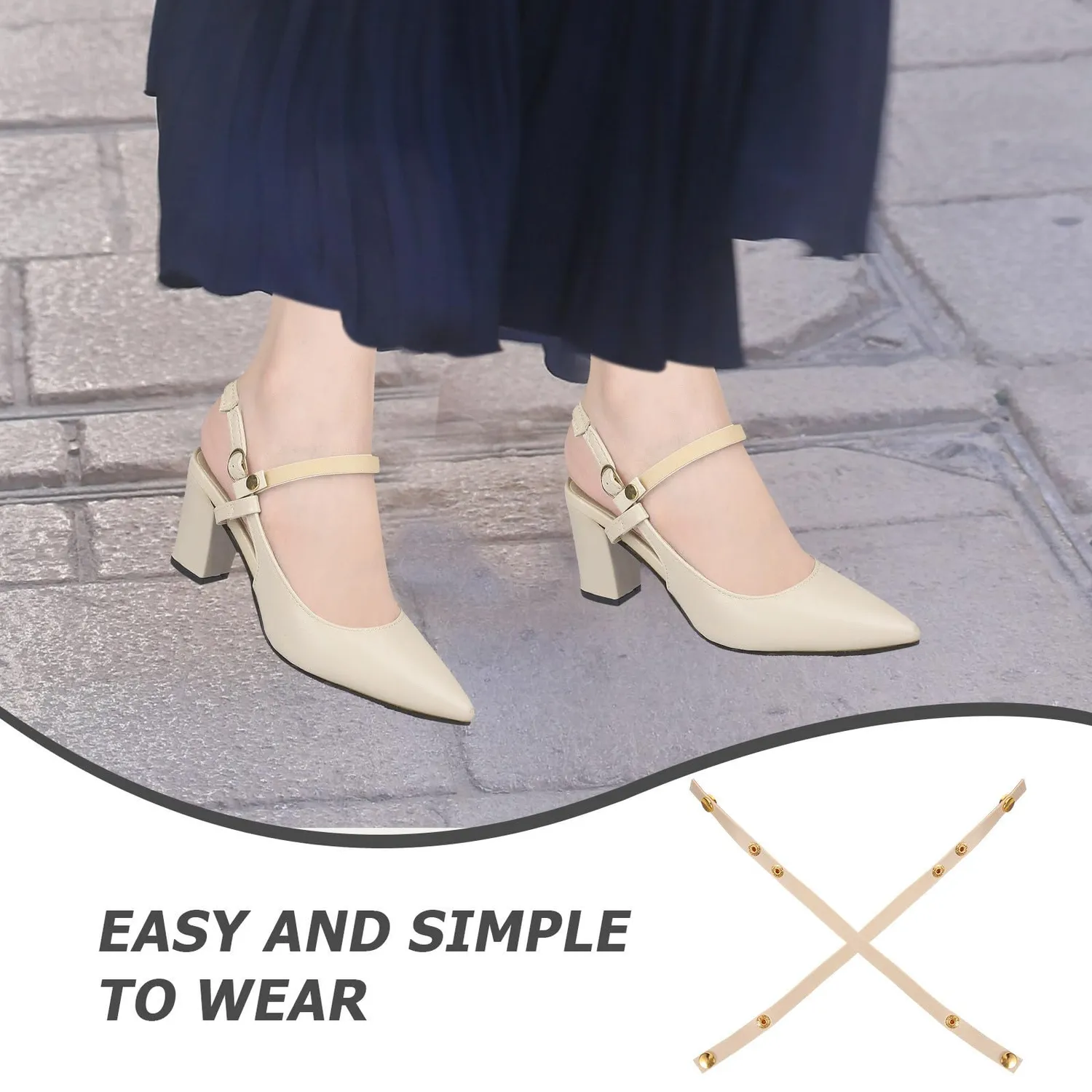 Angoily Cinturino Scarpe Tacchi Beige Regolabile