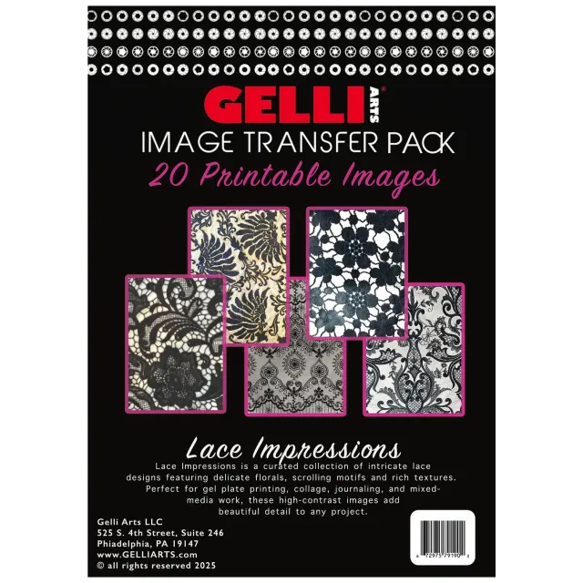 Gelli Arts Lace Impressions carte transfer 13x18 20 fogli