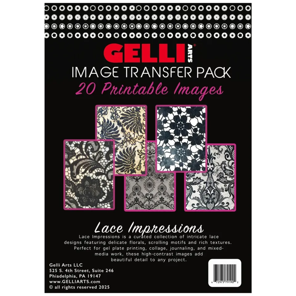 Gelli Arts Lace Impressions carte transfer 13x18 20 fogli