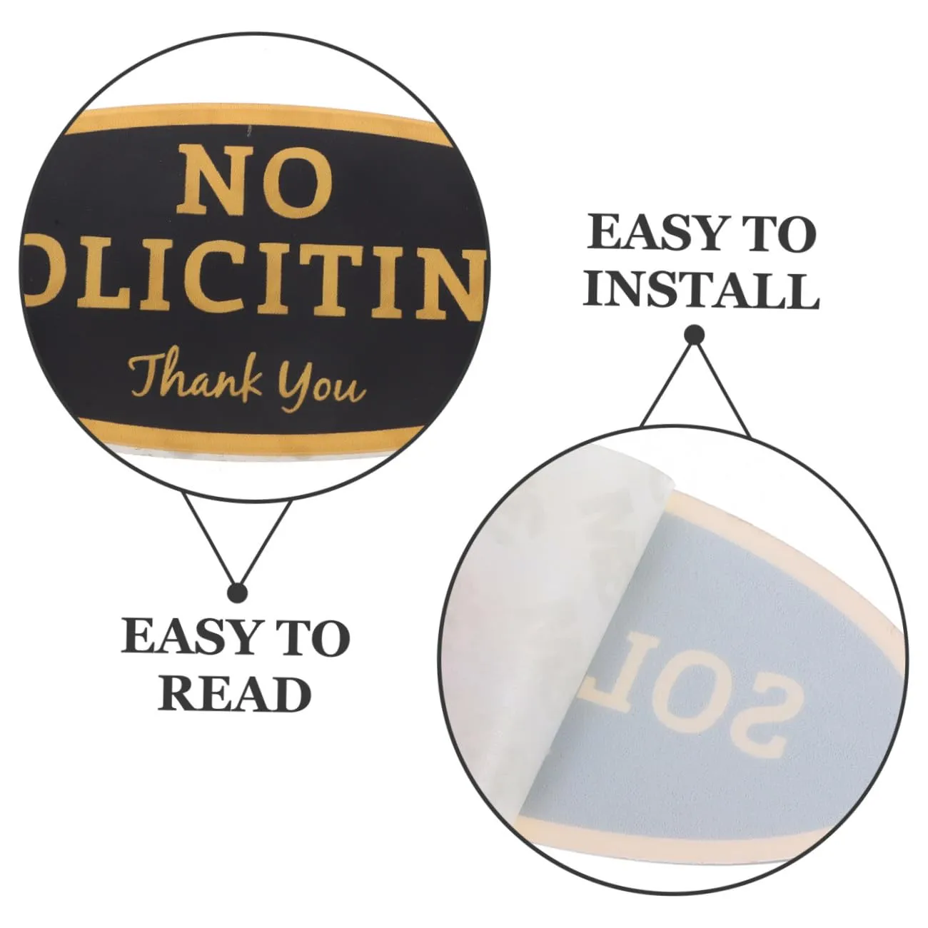 Angoily Cartello No Soliciting Acrilico Oro 2 Pezzi