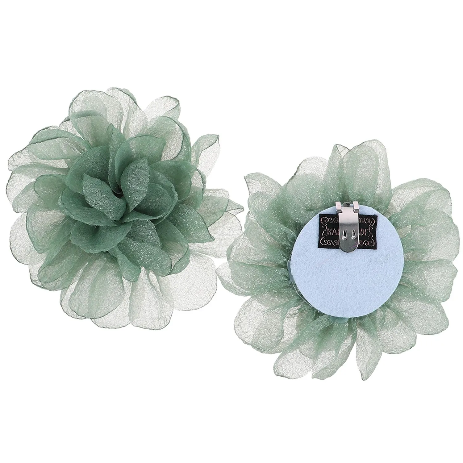 Angoily Fermagli Scarpe Fiore Verde Donna 2 Pezzi Stoffa