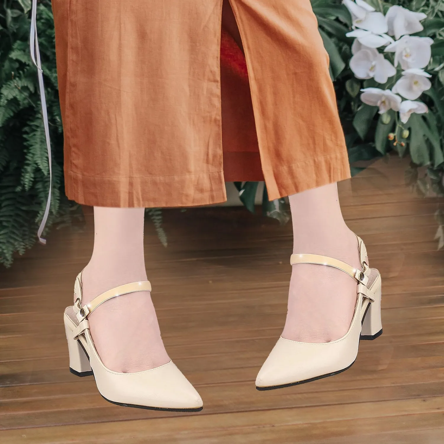 Angoily Cinturino Scarpe Tacchi Beige Regolabile