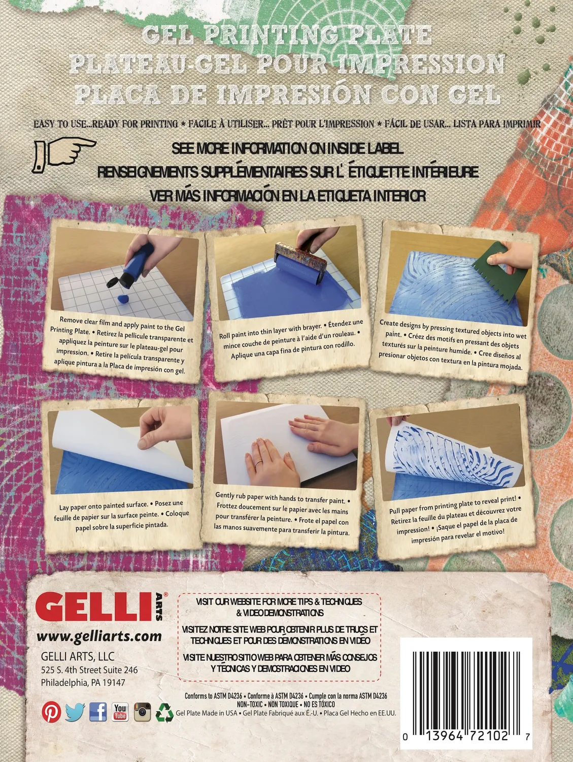 Gelli Arts piastra gel 9x12" 23x30 cm grande con griglia