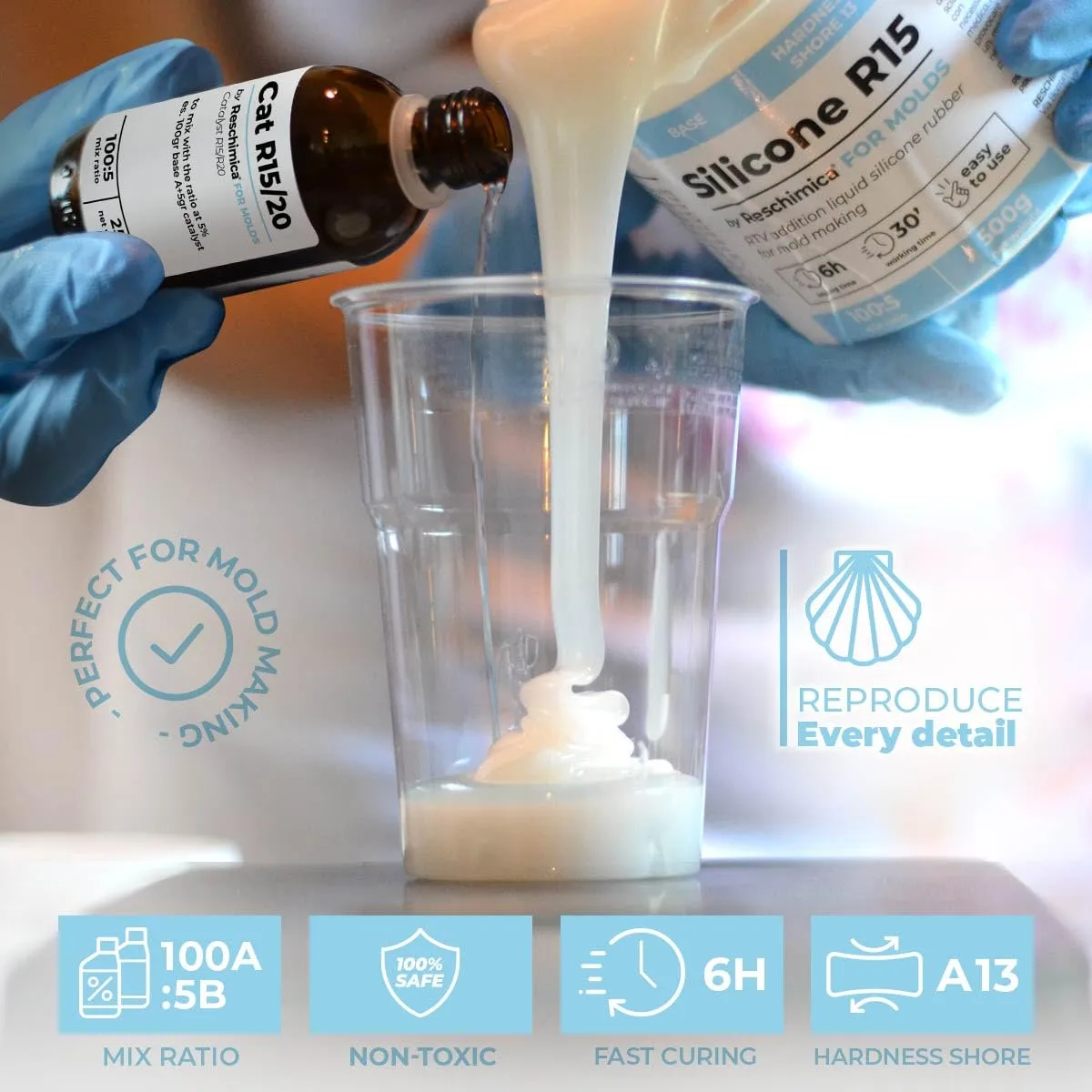 Reschimica R15 Gomma Siliconica Bicomponente Stampi 3 Kg