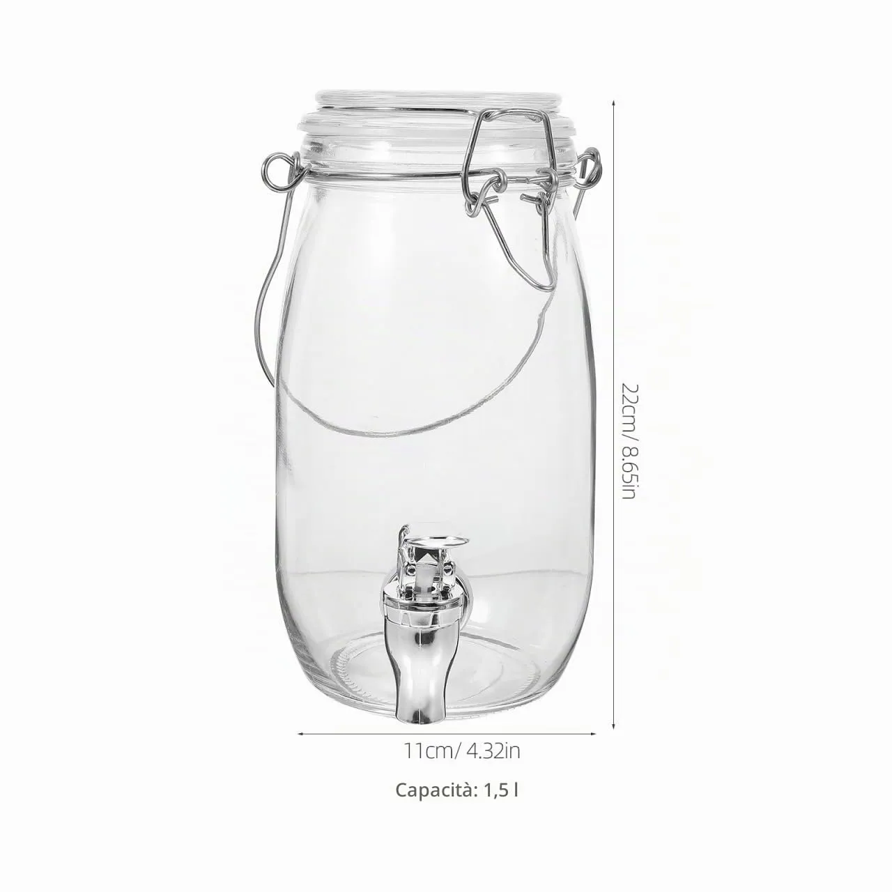 Angoily dispenser bevande vetro 1 l con rubinetto trasparente