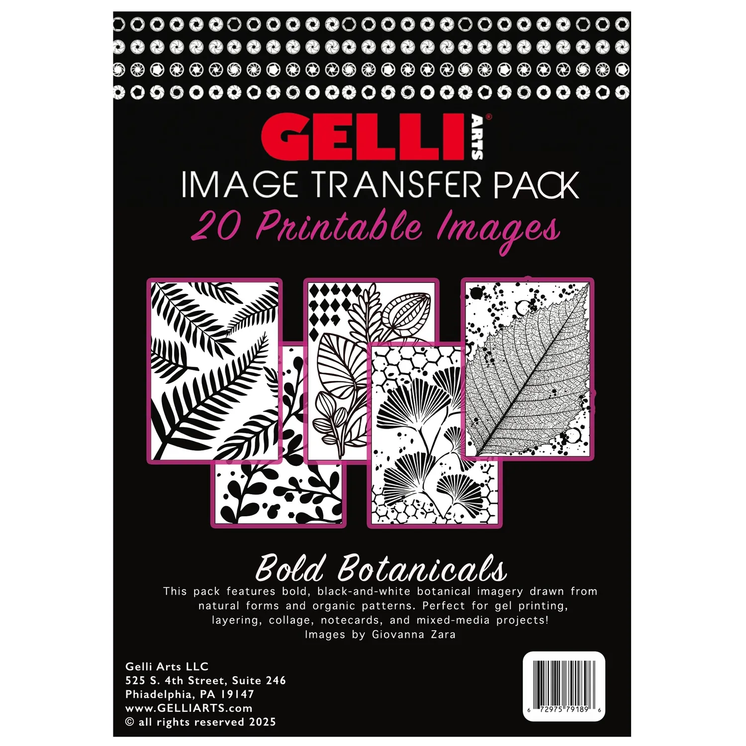 Gelli Arts Bold Botanicals carte transfer 13x18 20 fogli