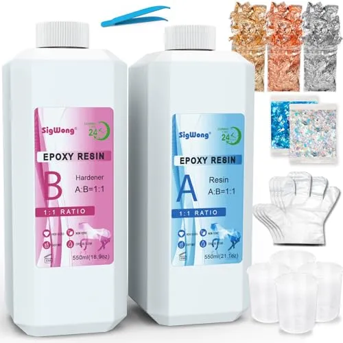Sigwong resina epossidica trasparente kit 1,1 L antigiallo