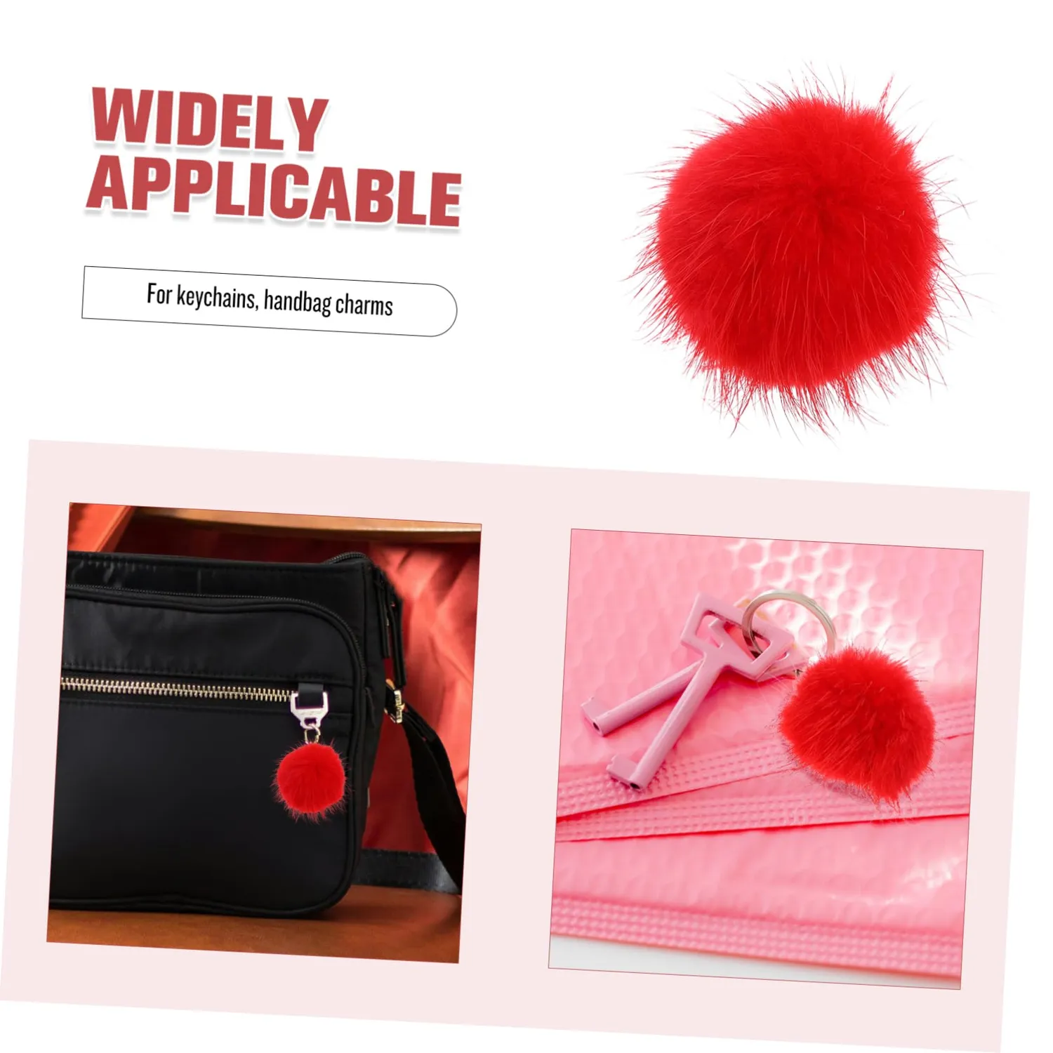 Angoily Pon Pon Pelliccia Rossa 5 cm 2 Pezzi Borsa