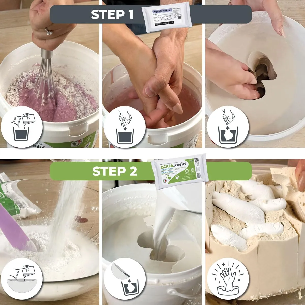 Reschimica Love Cast Kit Calco Mani Coppia Famiglia Alginato Gesso