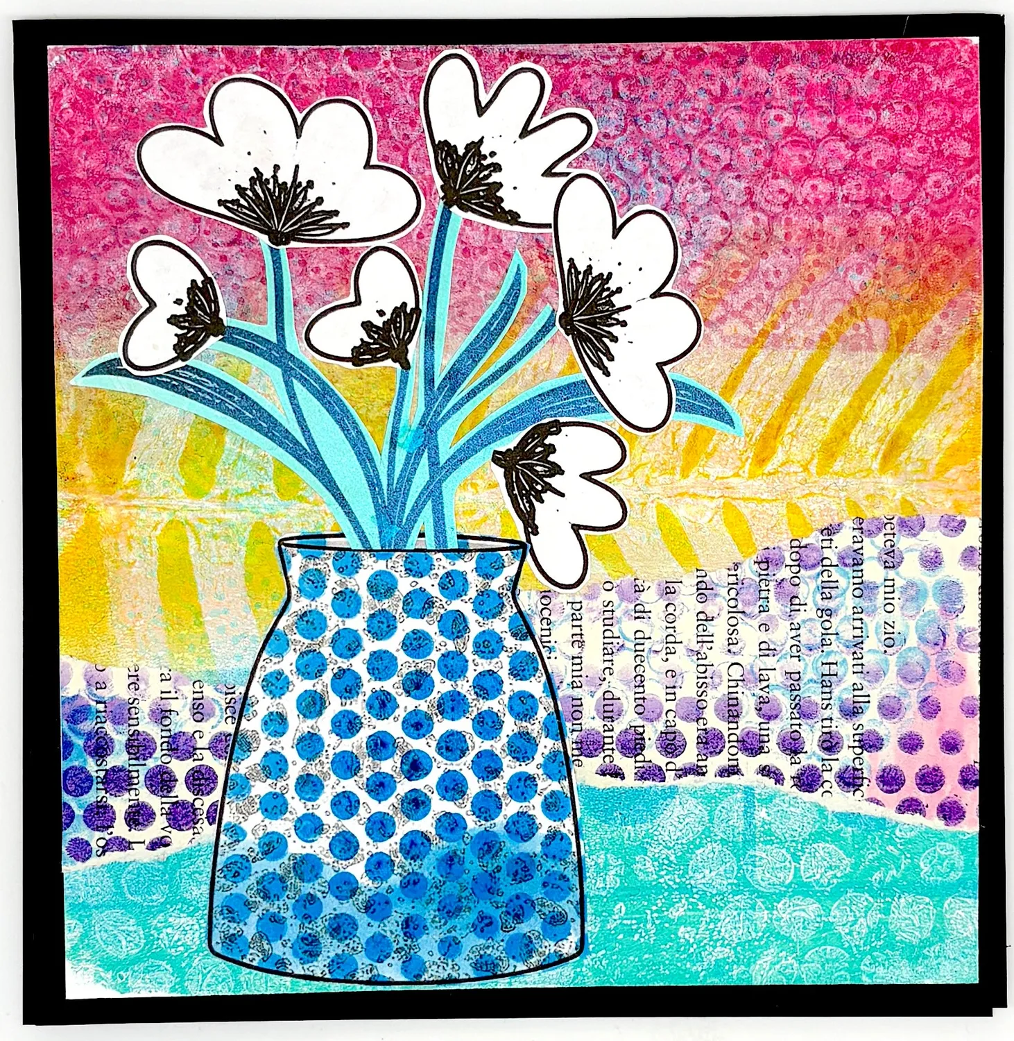 Gelli Arts Fancy Flowers Collage Set kit collage floreale 6x6