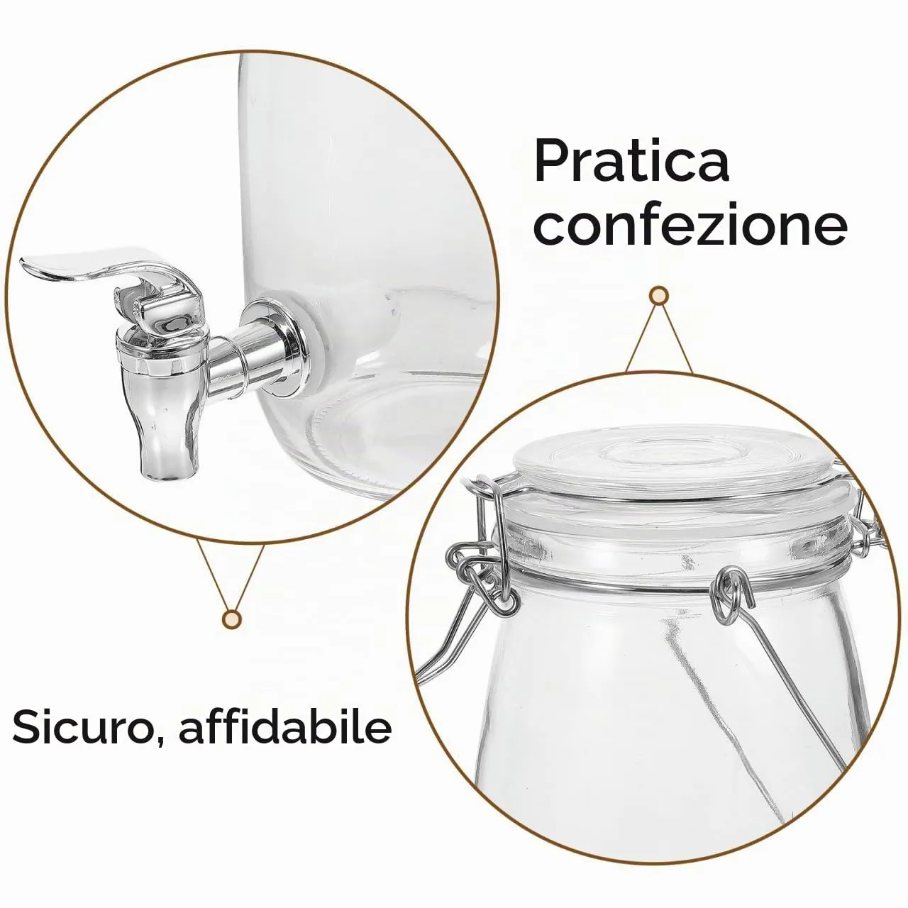 Angoily dispenser bevande vetro 1 l con rubinetto trasparente