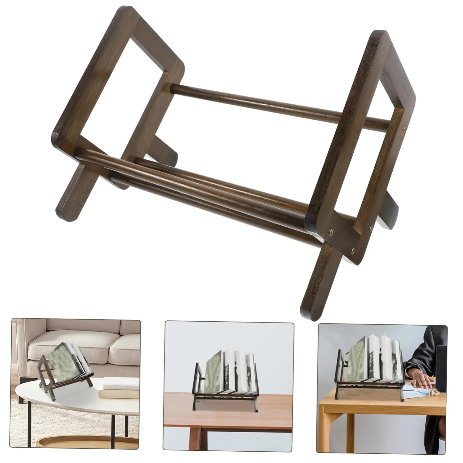 Angoily organizer libri scrivania bambù marrone scuro