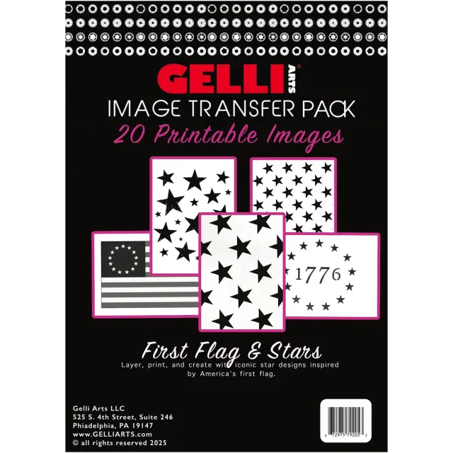 Gelli Arts First Flag & Stars image transfer 20 fogli