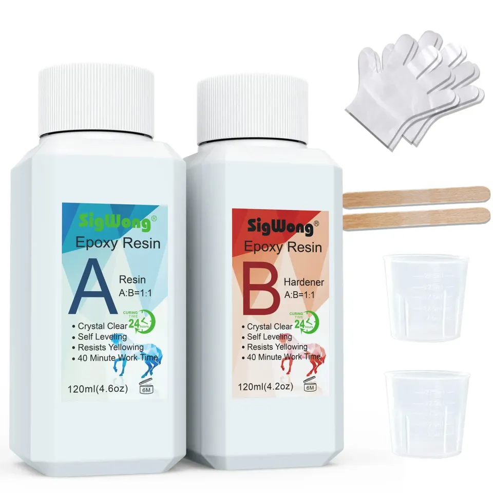 Sigwong resina epossidica trasparente 240 ml kit accessori