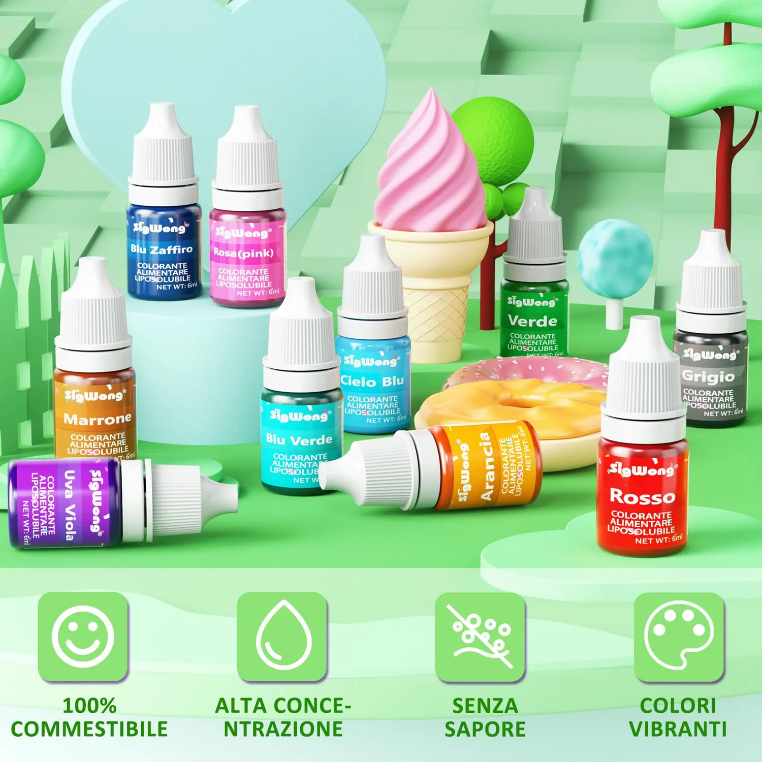 Sigwong Coloranti Alimentari Cioccolato 12x6ml liposolubili