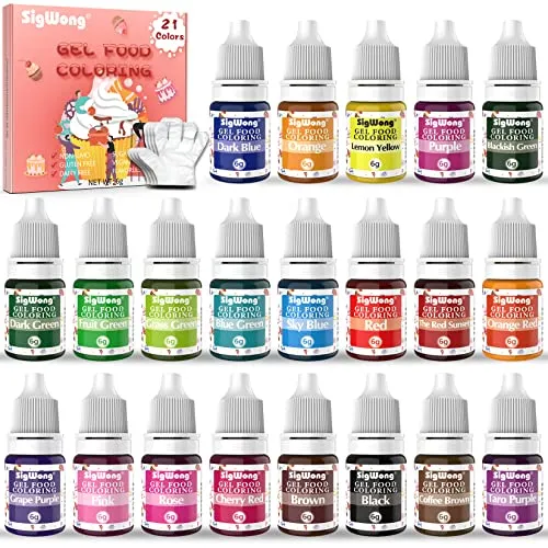 Sigwong Coloranti Alimentari Gel 21 Colori 6 g Torte Fondente