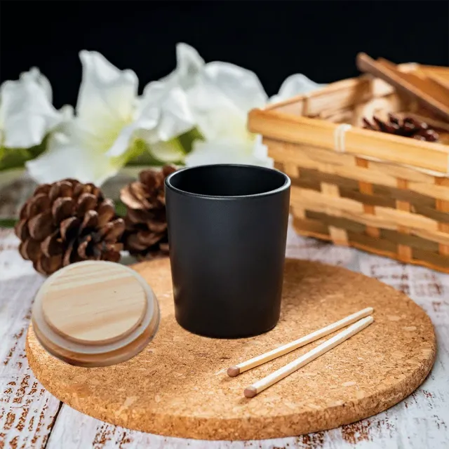 CandlePro CandleCups bicchiere nero candele coperchio legno