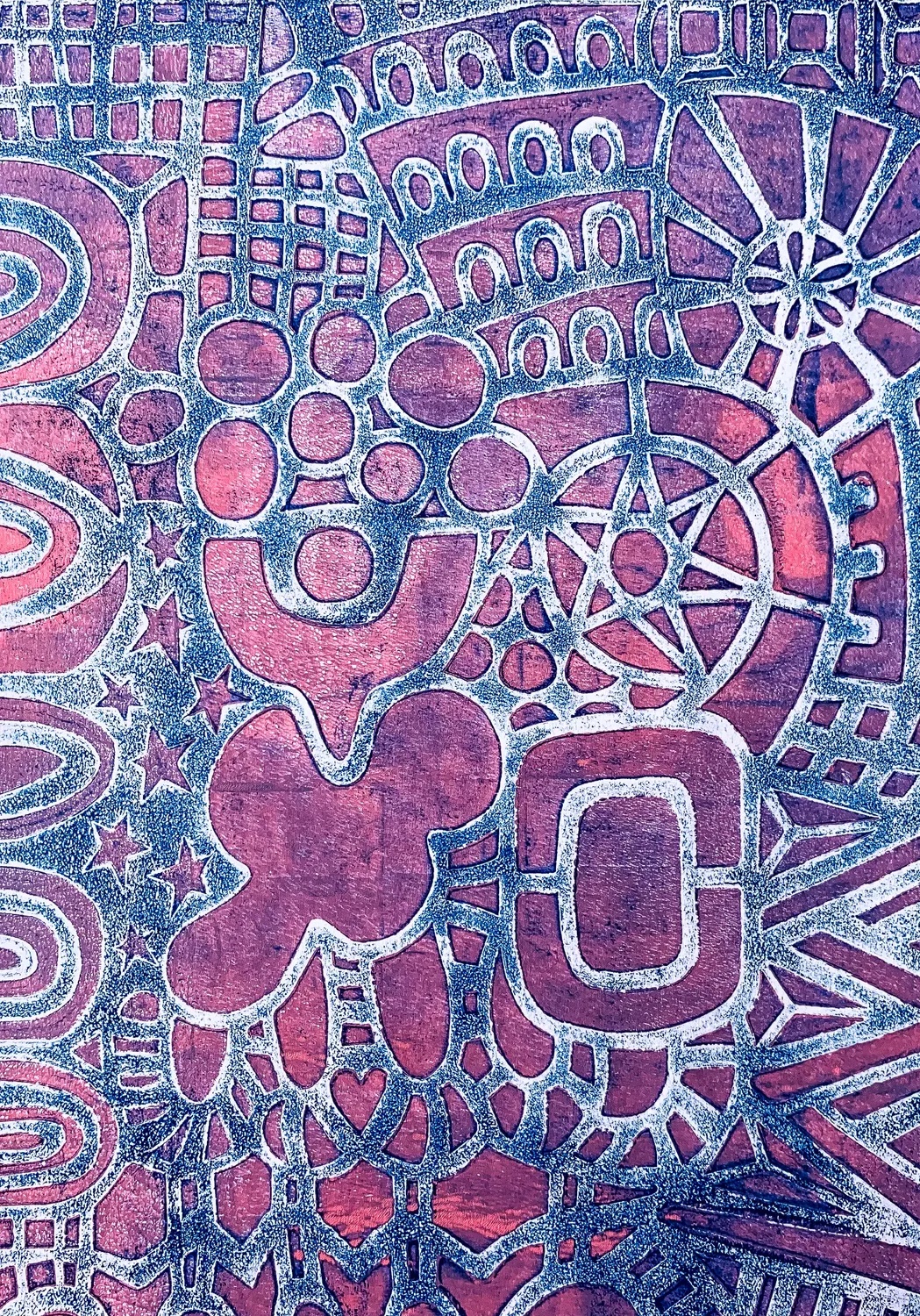 Gelli Arts Wonderland stencil Marsha Valk 13x18 cm dettagli