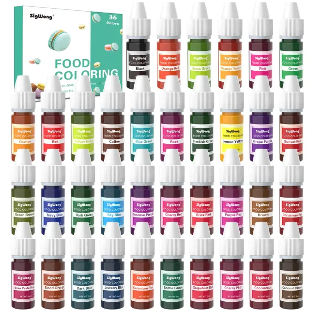 Sigwong set 36 coloranti alimentari liquidi 6 ml assortiti