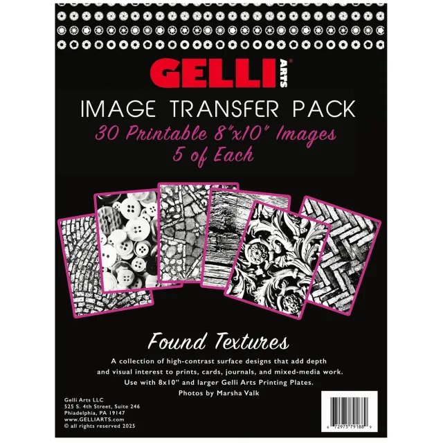 Gelli Arts Found Textures carte transfer 20x25 30 fogli