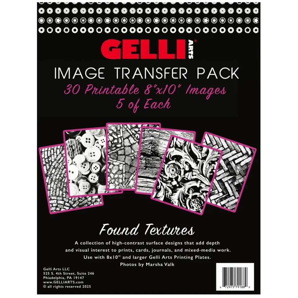 Gelli Arts Found Textures carte transfer 20x25 30 fogli