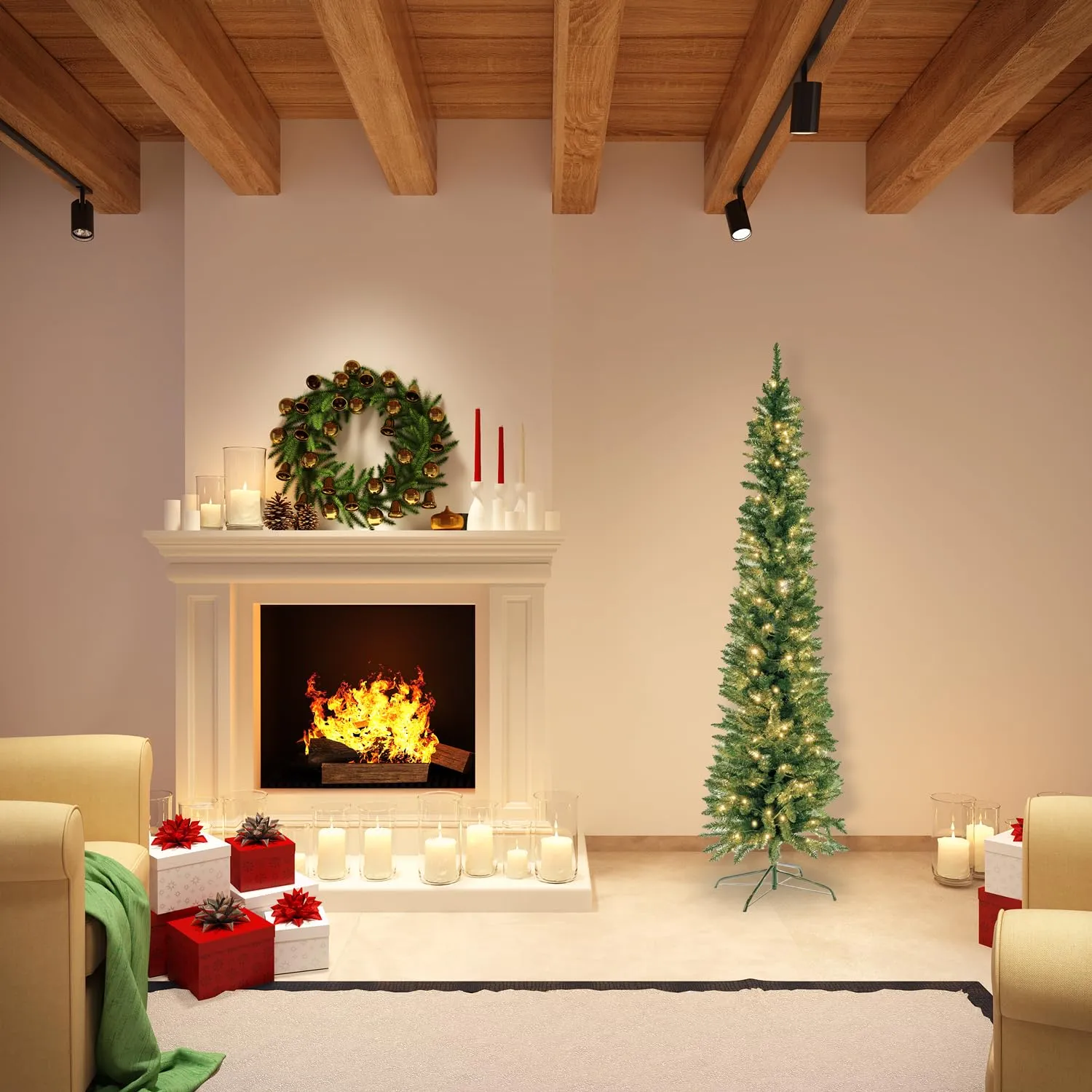 Giodicart Peak Tree Slim albero di Natale 180 cm 140 microLED