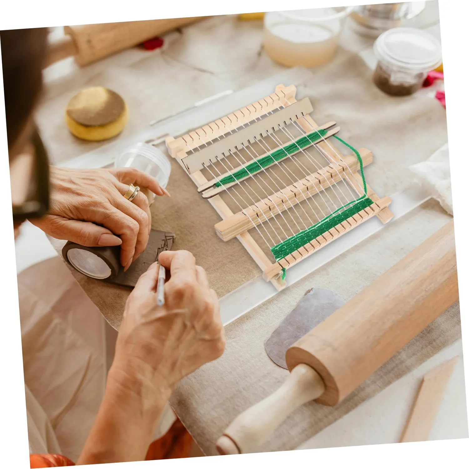 Angoily Telaio Tessitura Legno Beige 1 Pz per Principianti
