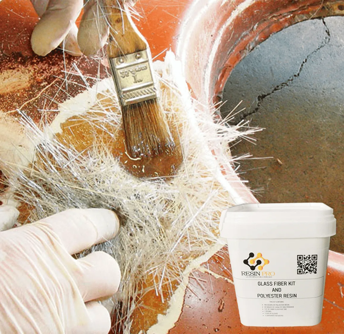 Naturesin Kit riparazione resina poliestere fibra vetro 700g