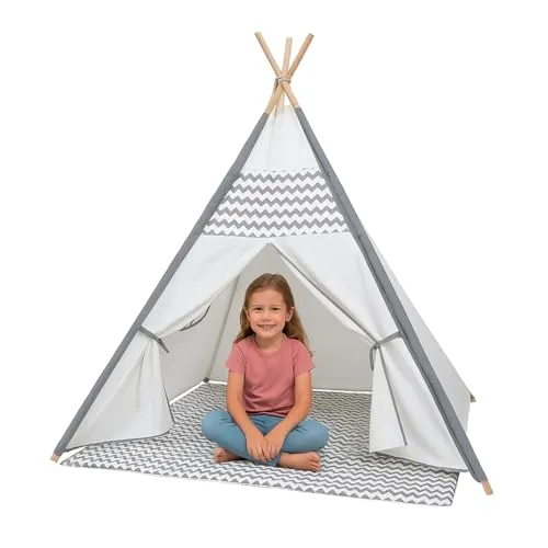 GIODICART tenda teepee bambini 120x120x150 cm zigzag grigia