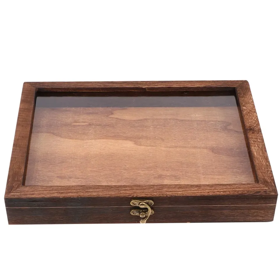 Angoily vetrina scatola collezione legno 31x22 cm coperchio vetro