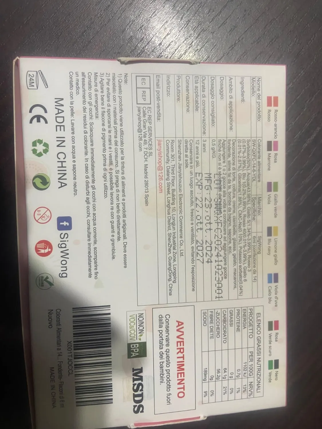 Sigwong 14 coloranti alimentari liquidi 6 ml assortiti