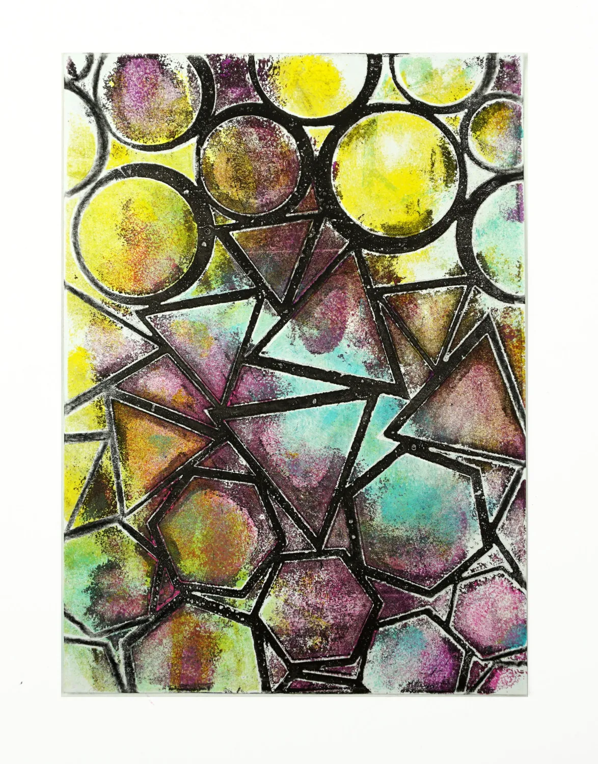 Gelli Arts Geo stencil geometrico Giovanna Zara 13x18 cm