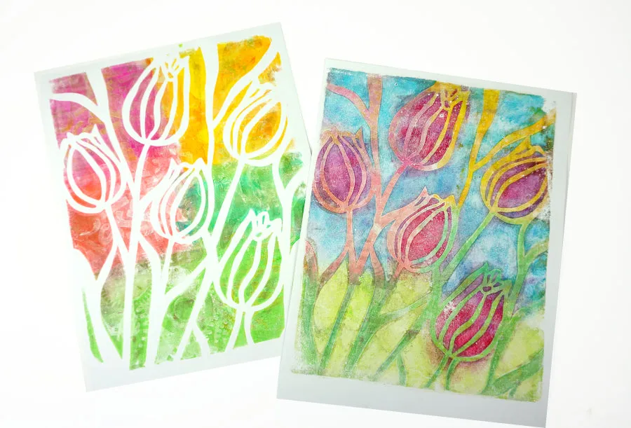 Gelli Arts Tulip 8x10 stencil tulipani primaverili