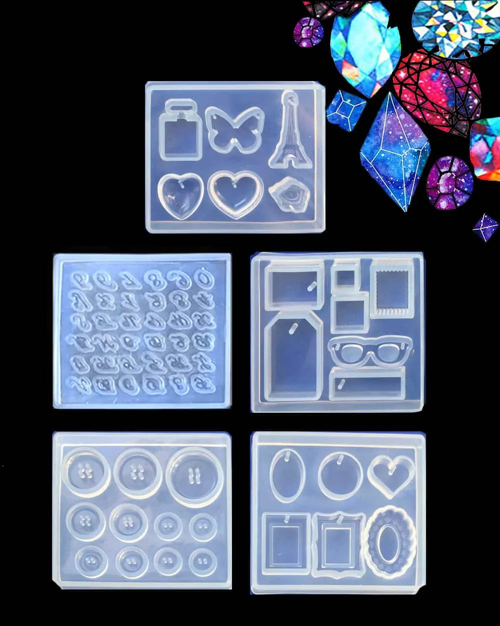 Naturesin Set 5 stampi silicone 9x8 cm gioielli
