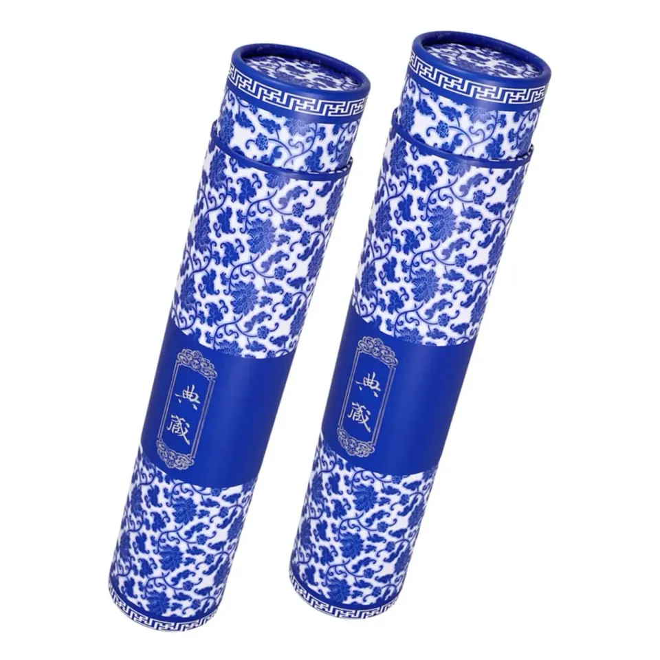 Angoily tubo porta poster blu 2 pezzi decorato