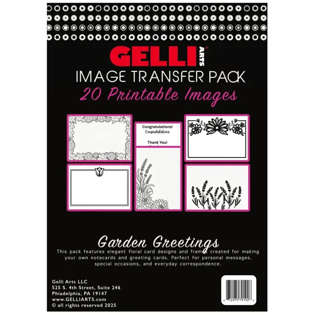 Gelli Arts Garden Greetings kit transfer 20 fogli 13x18 cm