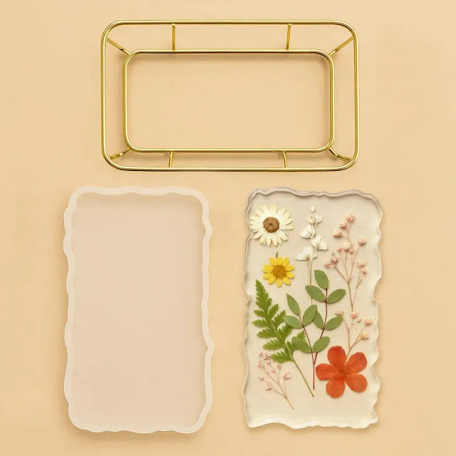 Naturesin Vassoio Rettangolare 30,5x17 cm stampo + supporto oro