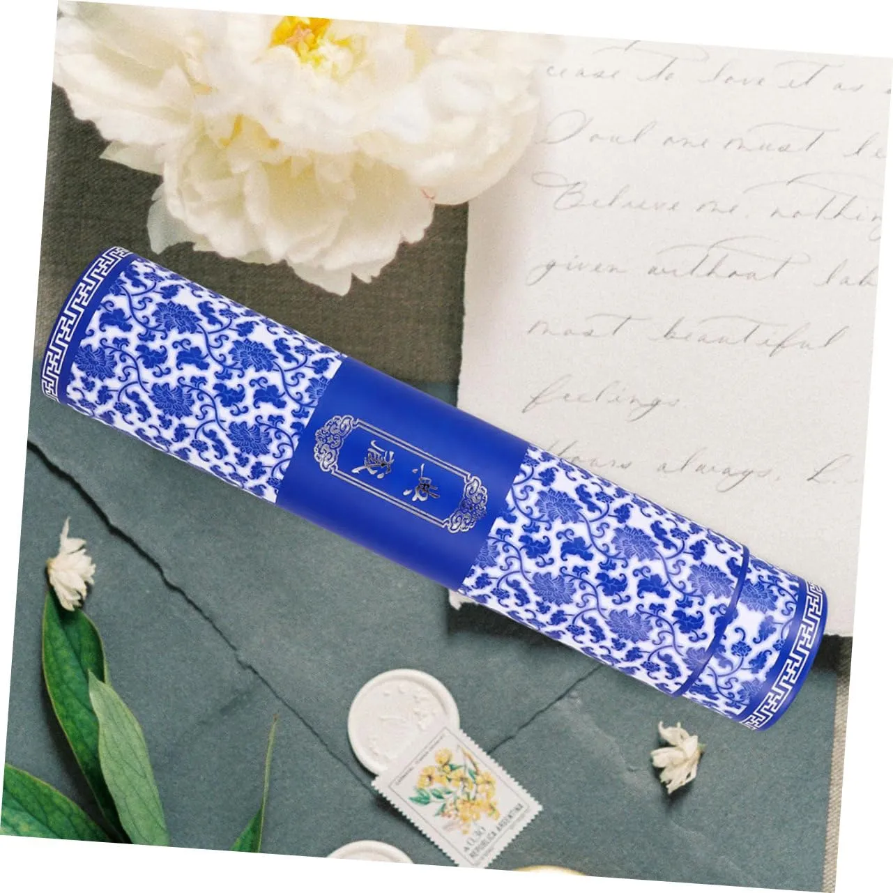 Angoily tubo porta poster blu 2 pezzi decorato