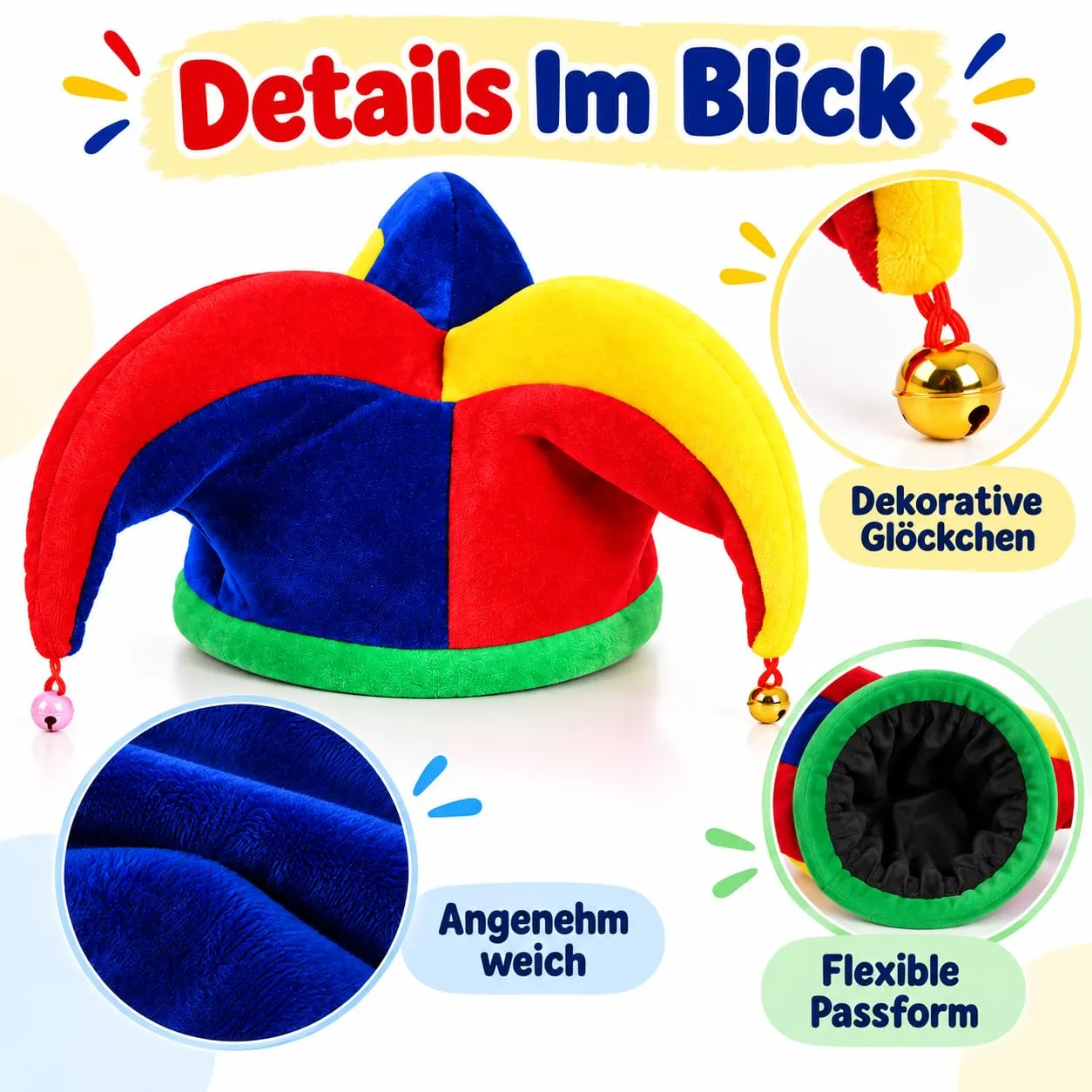 Angoily Cappello Giullare Triangolare Sonagli Adulto