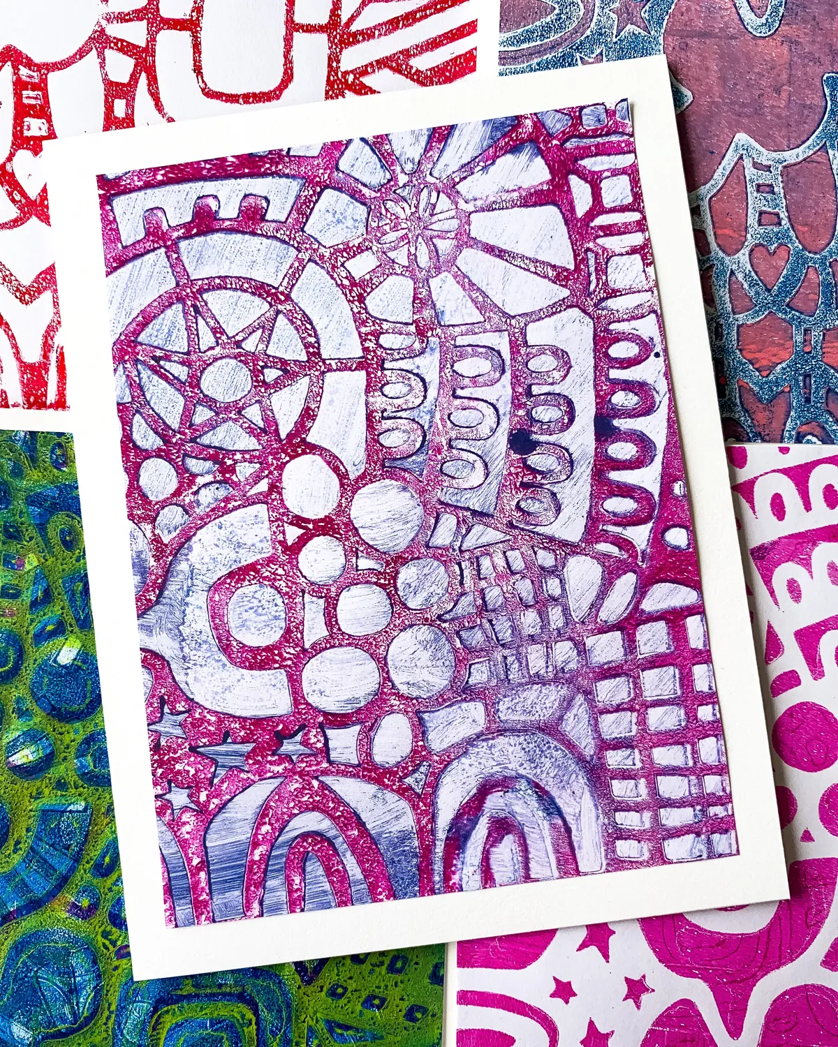 Gelli Arts Wonderland stencil Marsha Valk 13x18 cm dettagli