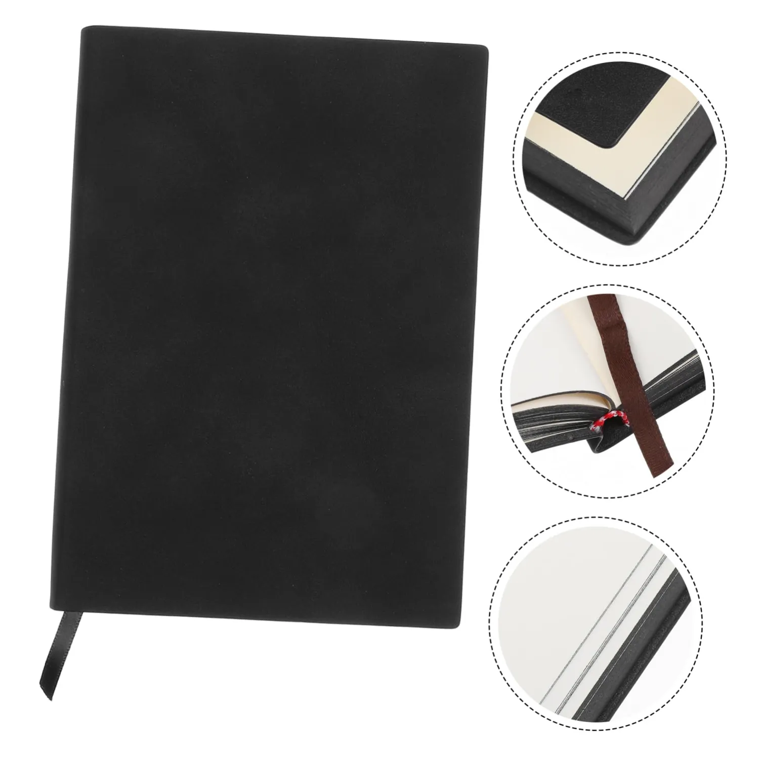 Angoily Quaderno Vintage A5 Nero Pagine Bianche Spesse